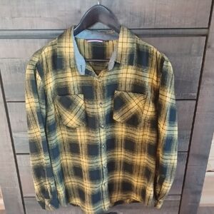 Yellow and Black Plaid Womens Shirt
